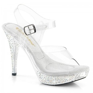 Pleaser Elegant-408ABRS Plateau High Heels Damen Clear | QTRPCDLHY