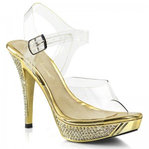 Pleaser Elegant-408 Plateau High Heels Damen Gold | XVYUWLIRU