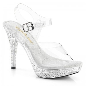 Pleaser Elegant-408 Plateau High Heels Damen Clear | WDLANGKIQ