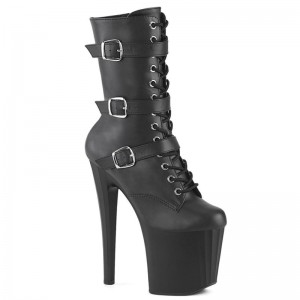 Pleaser Enchant-1043 Vegan Leather Stiefel Damen Schwarz | OSKFAQBKW