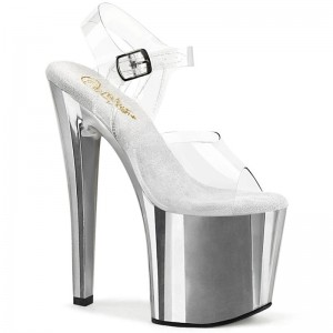 Pleaser Enchant-708 Plateau High Heels Damen Silber | ZQUILHQNO