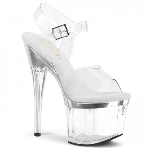 Pleaser Esteem-708 Plateau High Heels Damen Silber | WYPHUYGSA