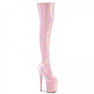 Pleaser Flamingo-3000HWR Overknee Stiefel Damen Rosa | XJUMZMJTE