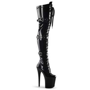 Pleaser Flamingo-3028 Overknee Stiefel Damen Schwarz | JCYRCKSYJ