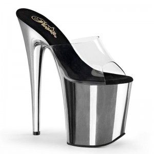 Pleaser Flamingo-801 Plateau High Heels Damen Silber | ZKGLPHBQN