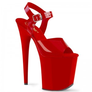 Pleaser Flamingo-808N Plateau High Heels Damen Rot | IVBQCUAVH