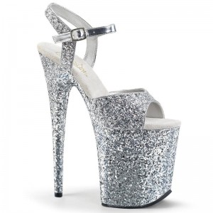 Pleaser Flamingo-810LG Plateau High Heels Damen Silber | UPODKXIRN