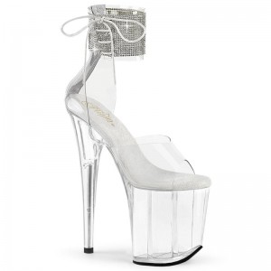 Pleaser Flamingo-824RS Plateau High Heels Damen Clear | ZMDLVDLAG