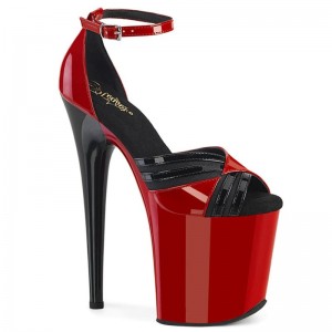 Pleaser Flamingo-884 Plateau High Heels Damen Rot Schwarz | JATWGAYKJ