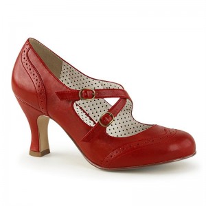 Pleaser Flapper-35 Vegan Leather Pumps Damen Rot | XDJRGHCBN