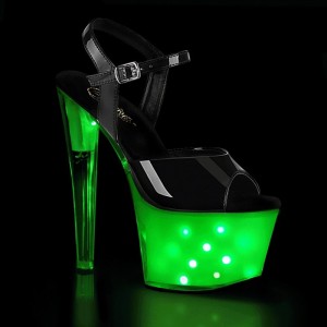 Pleaser Illuminator-709 Plateau High Heels Damen Schwarz Weiß | UMGAYOZFN