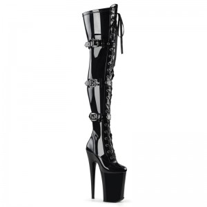 Pleaser Infinity-3028 Overknee Stiefel Damen Schwarz | GMVEZNIFW