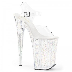 Pleaser Infinity-908MG Plateau High Heels Damen Clear | QCFYJGCFE