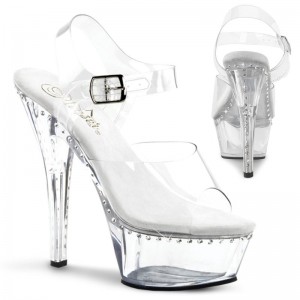 Pleaser Kiss-208LS Plateau High Heels Damen Clear | GFLWPLYHD