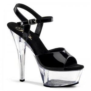 Pleaser Kiss-209 Plateau High Heels Damen Schwarz | KLFCBQESY