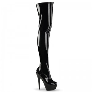 Pleaser Kiss-3000 Overknee Stiefel Damen Schwarz | CNPXXWFMN