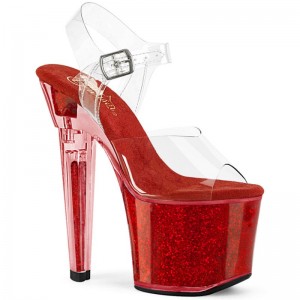 Pleaser Lovesick-708SG Plateau High Heels Damen Rot | QBHUQZPGH