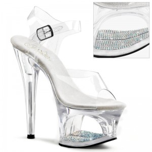 Pleaser Moon-708DM Plateau High Heels Damen Clear | PTSECHAWQ