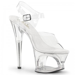 Pleaser Moon-708 Plateau High Heels Damen Clear | JPMFRZAVQ