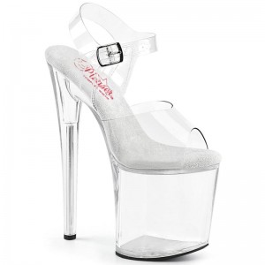 Pleaser Naughty-808 Plateau High Heels Damen Clear | JXWULNBUM