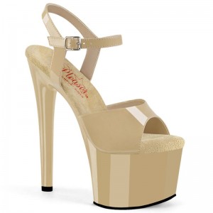 Pleaser Passion-709 Plateau High Heels Damen Beige | HPDMHIOVU