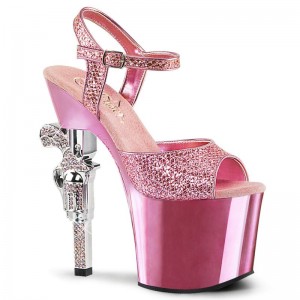 Pleaser Revolver-709G Plateau High Heels Damen Rosa | RZEMFWJSB