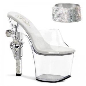 Pleaser Revolver-712 Plateau High Heels Damen Clear | WQOAWYJAP