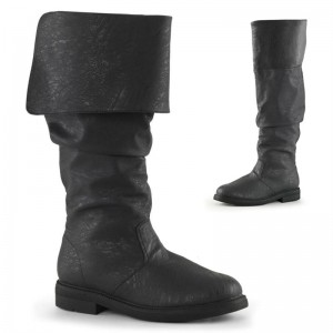 Pleaser Robinhood-100 Vegan Leather Kniehohe Stiefel Damen Schwarz | JHTFCQEUX