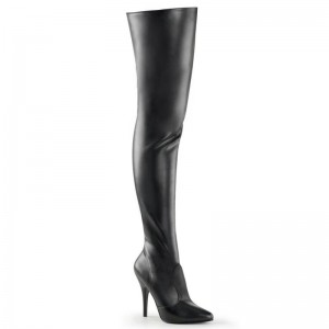 Pleaser Seduce-3010 Vegan Leather Overknee Stiefel Damen Schwarz | HKWLCSHID