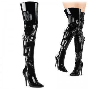 Pleaser Seduce-3019 Overknee Stiefel Damen Schwarz | VYUTNCSOG