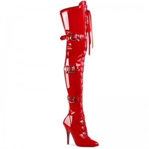 Pleaser Seduce-3028 Overknee Stiefel Damen Rot | CTDAOVXYP