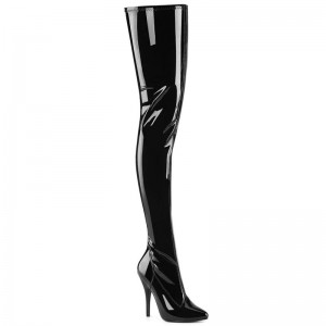 Pleaser Seduce-4000 Overknee Stiefel Damen Schwarz | XVQKNPCLW