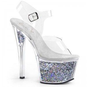 Pleaser Sky-308GF Plateau High Heels Damen Silber | PRVTYACTE