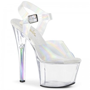 Pleaser Sky-308N-RBH Plateau High Heels Damen Clear | XCUYNIXSG