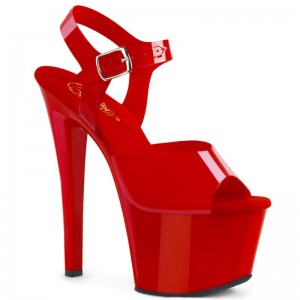 Pleaser Sky-308N Plateau High Heels Damen Rot | CLZRNSBCZ