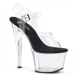 Pleaser Sky-308 Plateau High Heels Damen Schwarz | XUQESELYI