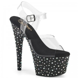 Pleaser Stardance-708 Rhinestones Plateau High Heels Damen Mehrfarbig | YZBRIFVGA