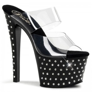 Pleaser Stardust-702 Plateau High Heels Damen Schwarz | IKPXUFTPZ