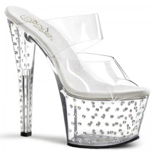 Pleaser Stardust-702 Plateau High Heels Damen Clear | ADZCZRAYI