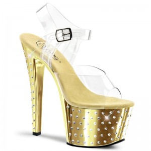 Pleaser Stardust-708 Plateau High Heels Damen Gold | TWQCCDVPM