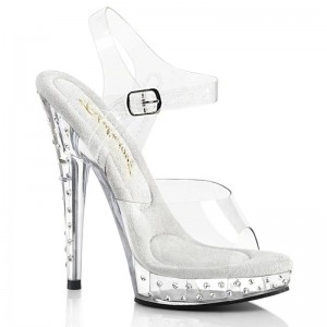 Pleaser Sultry-608SDT Plateau High Heels Damen Clear | OSIETLHCM