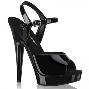 Pleaser Sultry-609 Plateau High Heels Damen Schwarz | XJIOXRWKF