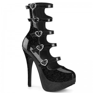 Pleaser Teeze-23 Glitter Pumps Damen Schwarz | QYHOHJTPV