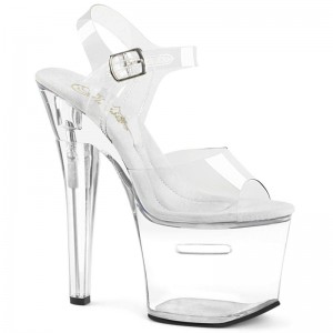 Pleaser Tipjar-708RAD Plateau High Heels Damen Clear | GWMQUOBPD