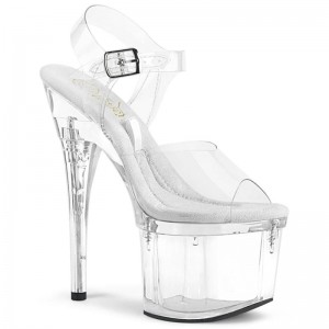 Pleaser Treasure-708EST Plateau High Heels Damen Clear | OLNGRBKUV