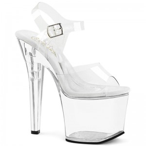 Pleaser Treasure-708RAD Plateau High Heels Damen Clear | FTUVJIDWU