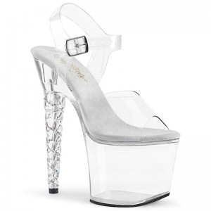 Pleaser Unicorn-708RSH Plateau High Heels Damen Clear | HJFGZWLTB