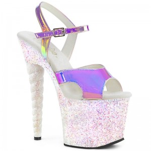 Pleaser Unicorn-711LG Plateau High Heels Damen Lila Weiß | WYXVTAEBQ