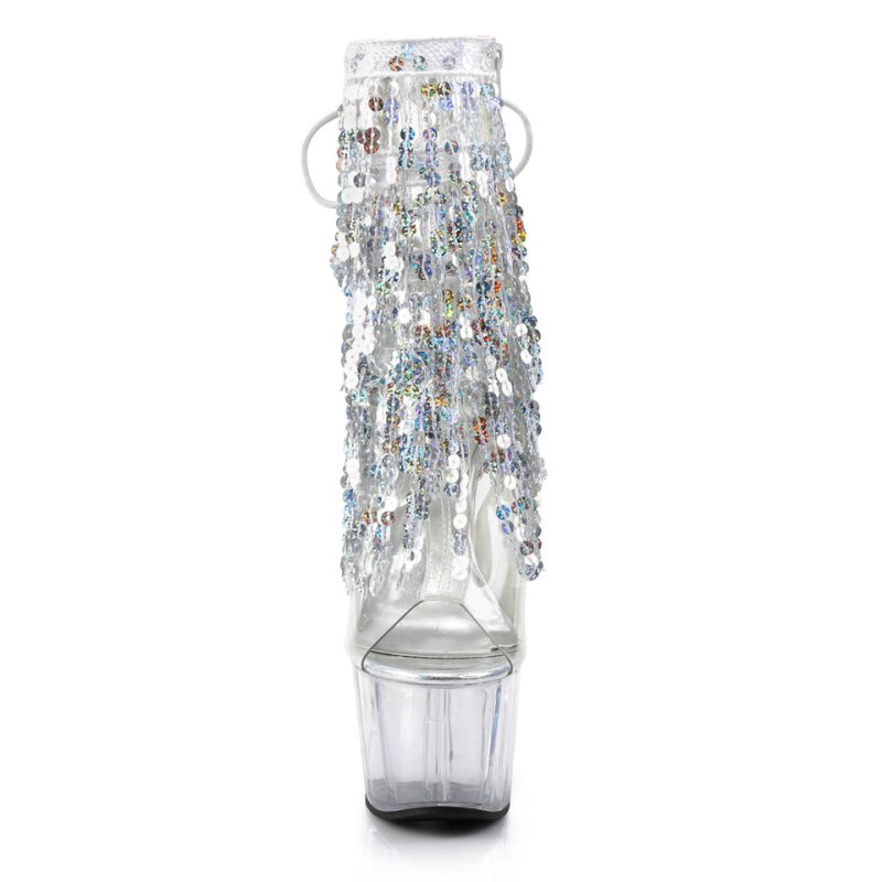 Pleaser Adore-1017SQF Stiefel Damen Clear | VJYGYJAQS