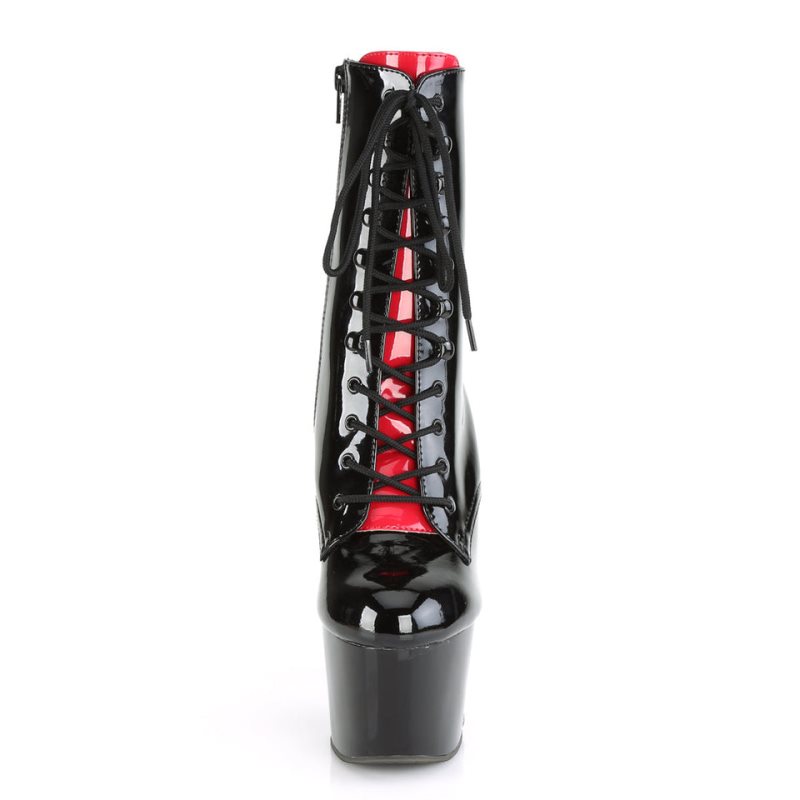 Pleaser Adore-1020FH Stiefel Damen Schwarz Rot | BGJPVUINQ